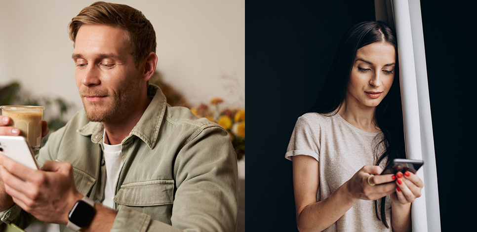 Mann und Frau schreiben Nachrichten – verschiedene Szenarien nach der Kontaktsperre